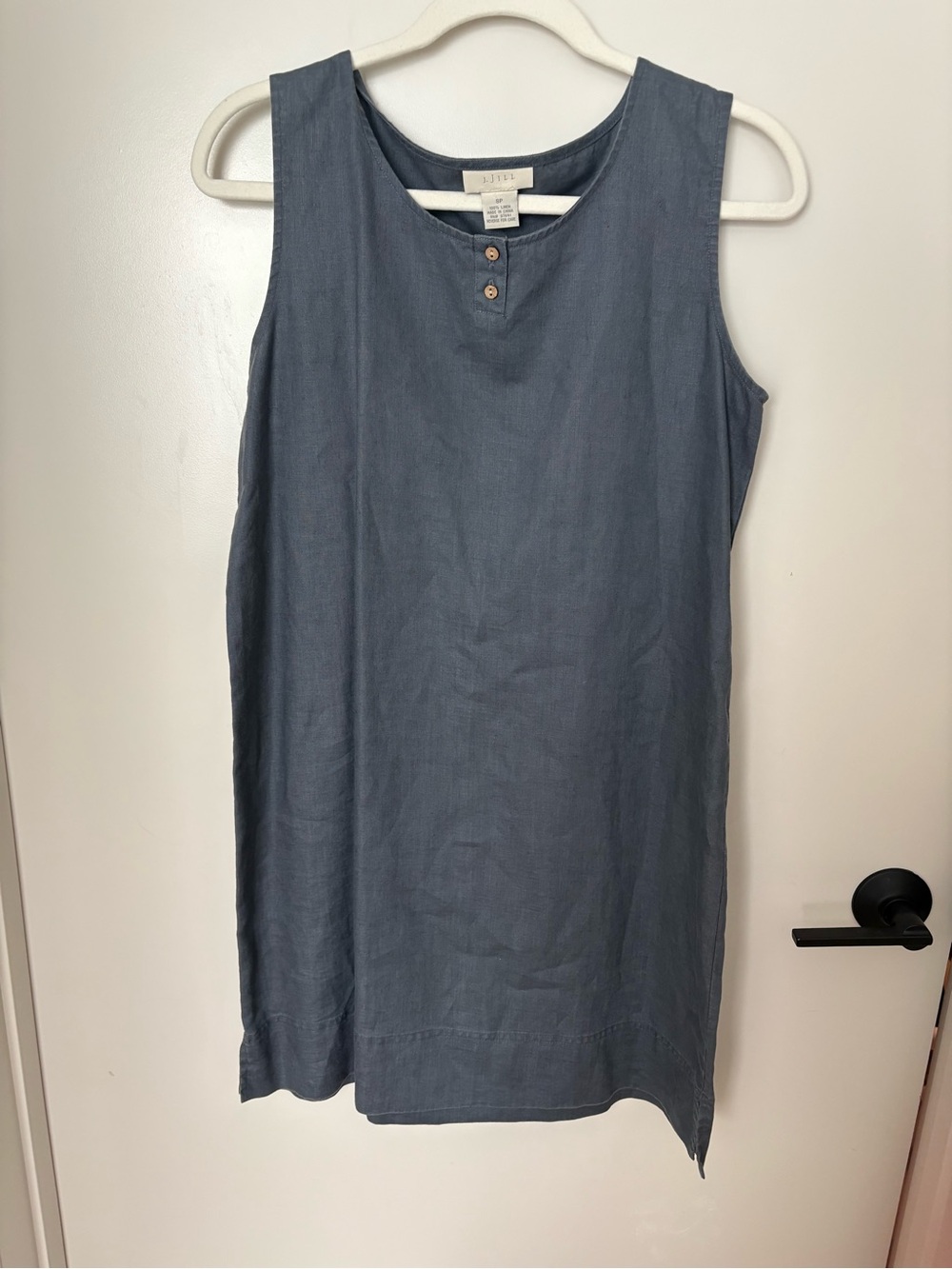 J. Jill 100% Linen Sleeveless Tank Top Dusty Slate Blue Henley Size SP